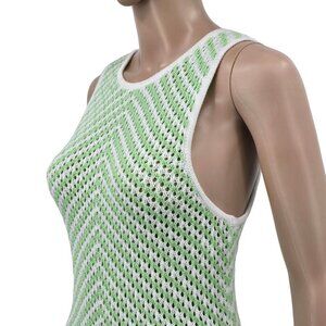 House of Harlow 1960 Knit Sleeveless Green/White Maxi Dress, Women's Medium